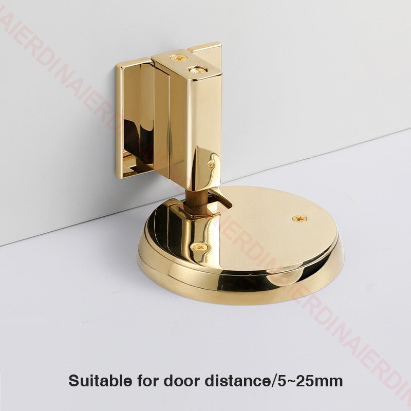 NAIERDI Windproof Mechanical Self-Locking Door Stopper With Adjustable Height Hidden Mounting Heavy Duty Door Stop Hardware: Normal Gold