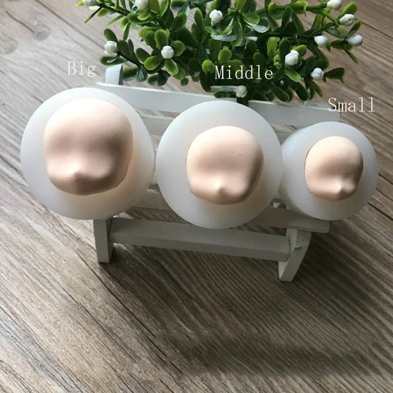 1 Uds. Herramientas de molde de silicona de arcilla suave forma de pan al vapor 3D cara de bebé molde Universal para pastel de Fondant 3 tipos tamaño grande medio pequeño