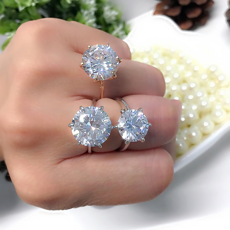 Moonrocy sølv cubic zirconia krystal løfte vielsesringe til kvinder 5 karat brud tilbehør smykker ringe