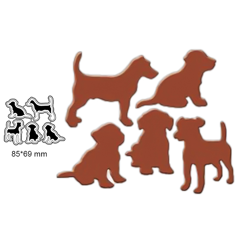 5 Stuks/set Mooie Hond Sterft Metalen Stansmessen Stencil Voor Scrapbooking Album Decoratie Craft Gestanst Voor Card Making