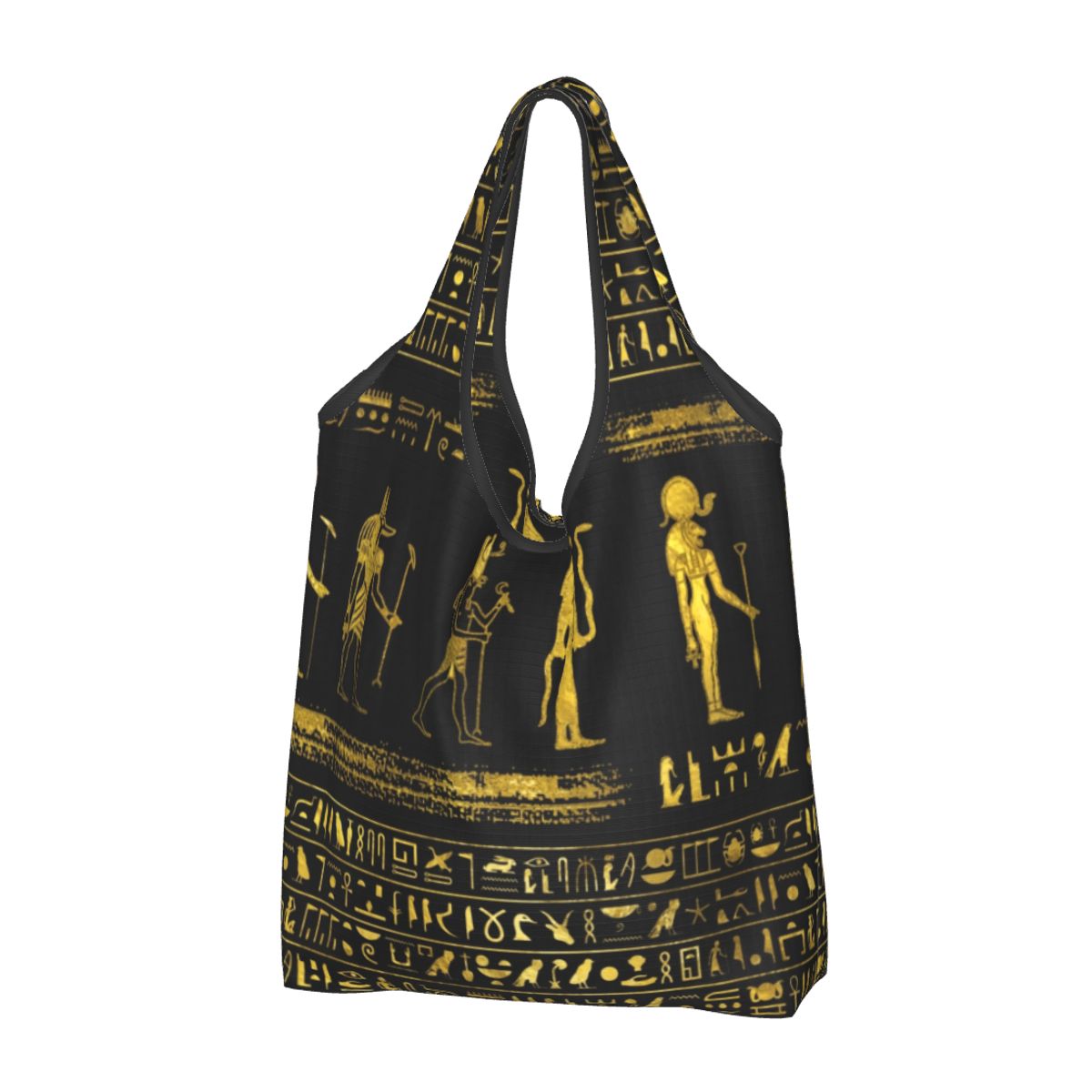 Custom Reusable Egyptian Cats And Eye Of Horus Shopping Bag Women Tote Bag Portable Ancient Egypt Groceries Shopper Bags: PURPLE