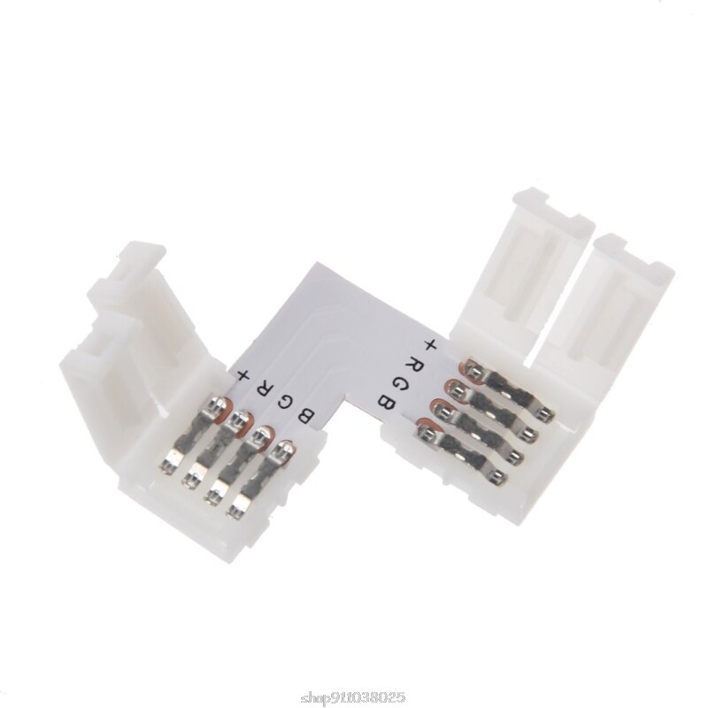 4 Pin LED Connector L Shape Corner Quick Splitter Right Angle 10mm 5050 RGB LED Strip Light D17 20