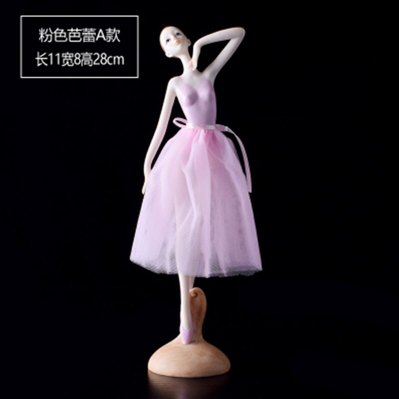 Figura de resina de estilo moderno para decoración del hogar, figura de Ballet, Ángel, chica bailando, para escritorio: Pink A
