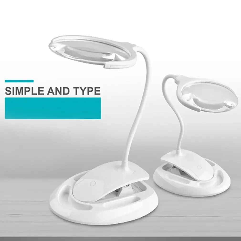 Optical LED Magnifier Desktop LED Lamp High Definition Magnifier Firm Clip LED Light Magnifying Glass Lens