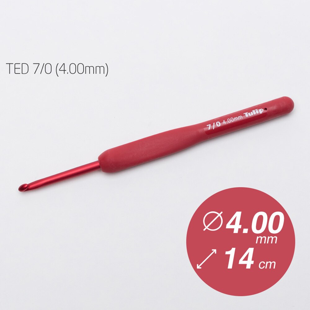 1PC Japan Tulip Brand Red Crochet Hook Aluminum Resin Knitting Needles Original authentic Upscale Imported Dia 1.8-6.5mm MMHXQ: 4.0mm