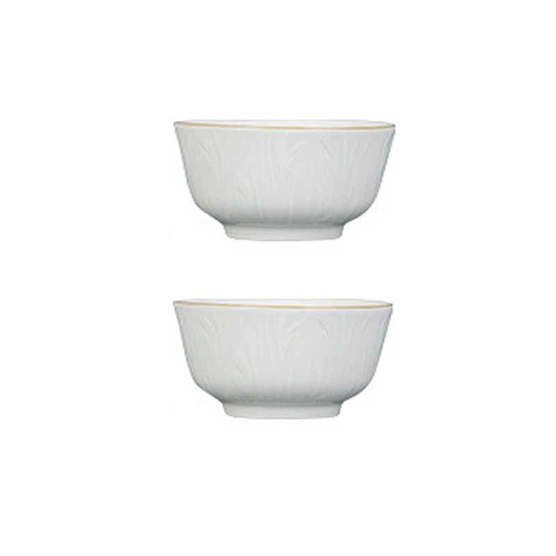 Pure White Ceramic Tableware Relief Golden Edge Fruit Vegetable Plate Easy-to-clean Rice Bowl Kitchen Tableware: Brown