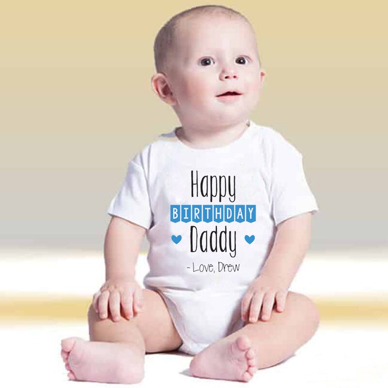 DERMSPE Casual Newborn Baby Boys Girls Short Sleeve Letter Blue Printed Cotton Romper Baby Outfits Clothes White: 6M