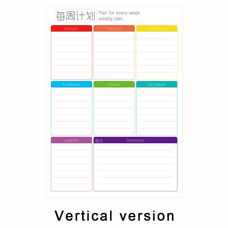 Magnetisk whiteboard kalender veckodagsplanerare schema magneter kyl kylskåp att göra-lista arrangör för kök: Vertikal version