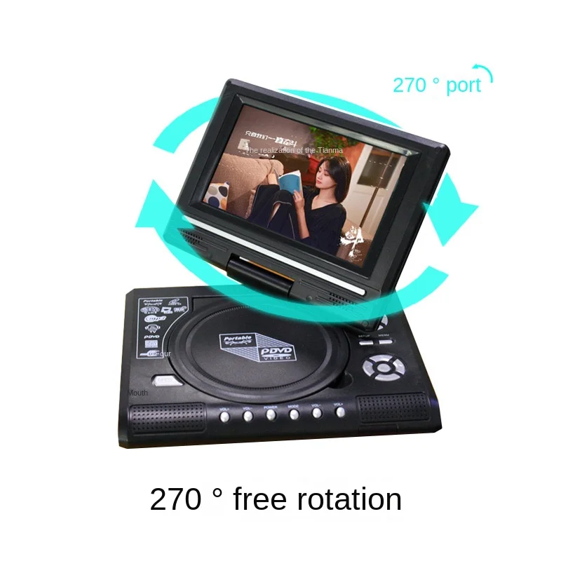 Topp 7.8- tums bärbar bil-dvd-spelare för hemmabruk, vcd-cd-spel-tv-spelare, usb-radioadapter med stöd för fm-radiomottagning - eu-kontakt