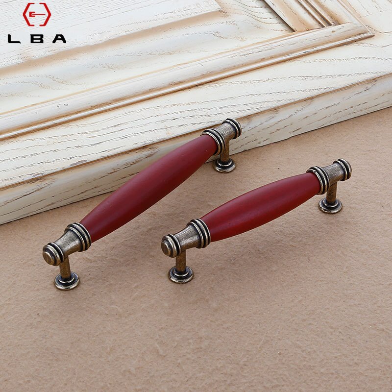 Retro Red Zinc Alloy Kitchen Handles Door Cupboard Cabinet Knobs European Wardrobe Decorative Furniture Handle Drawer Pull