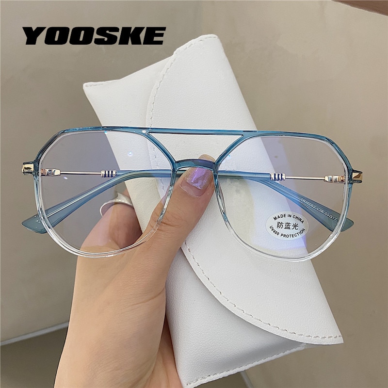 YOOSKE-monturas de gafas TR90 para ordenador para hombre y mujer, anteojos con bloqueo de luz azul, montura única para miopía, lentes con luz azul