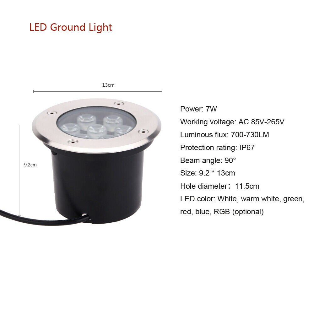 Kawatik 7W Led Ondergrondse Licht Inground Lamp Outdoor Garden Path Landschap IP68 Ac 85-265V