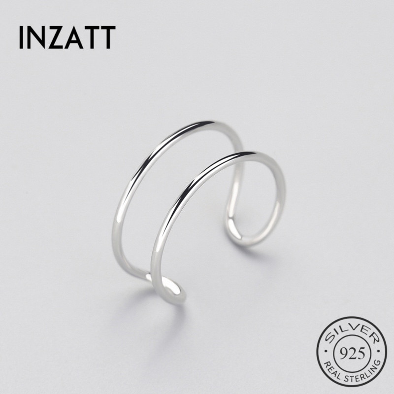 INZATT, novedad de , estilo minimalista, juego de anillo para novia, Plata de Ley 925 auténtica de línea para mujer, de cumpleaños, joyería delicada de