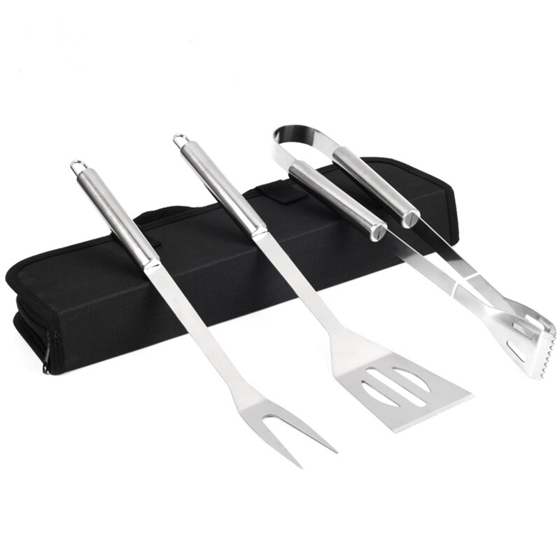 3Pcs Rvs Bbq Tool Camping Roast Vork Outdoor Barbecue Grill Spatel & Tong