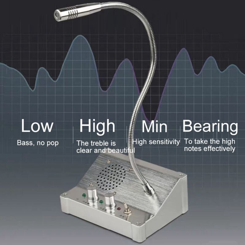 Dual Way Window Intercom System Counter Interphone for Bank Station Walkie Ticket Intercom Speaker-US Plug