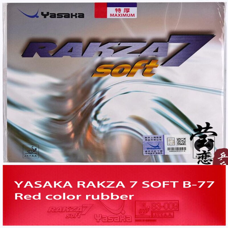 original yasaka RAKZA 7 soft (B-77) and RAKZA 7(B-76) table tennis rubber made in energy rubber for table tennis racket: B-77 red