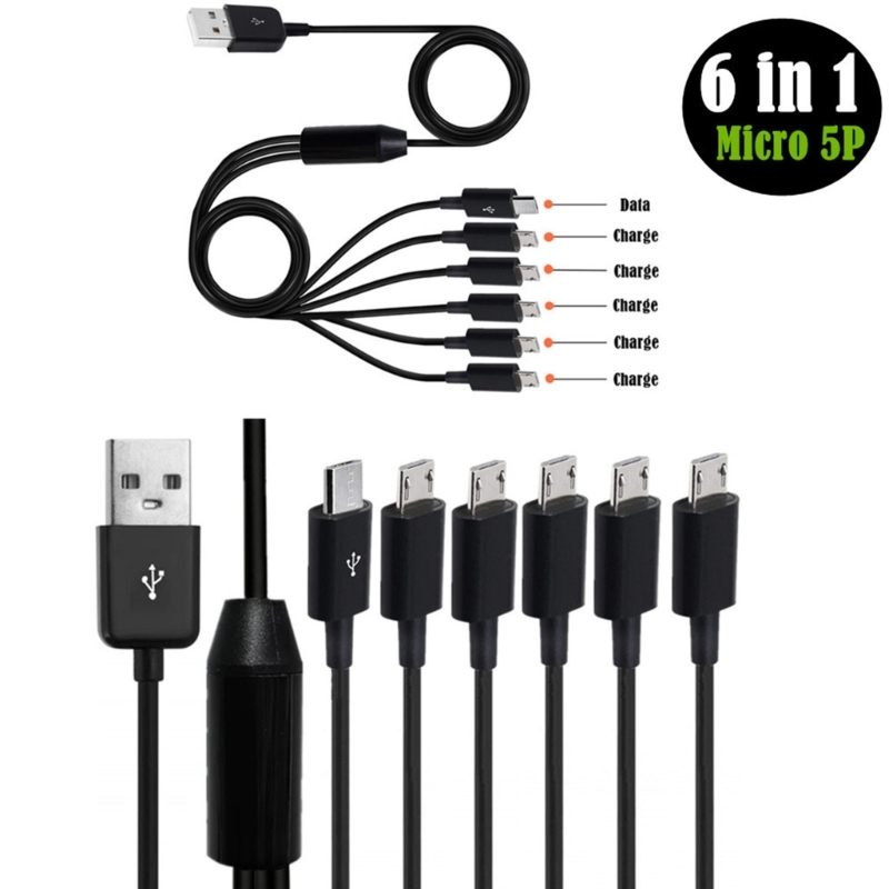 Usb 2.0 Type Een Mannelijk Naar 6 Micro Usb/Type C Mannelijke Splitter Y Data Sync Lading Connector Adapter Kabel 0.5M/1.5M