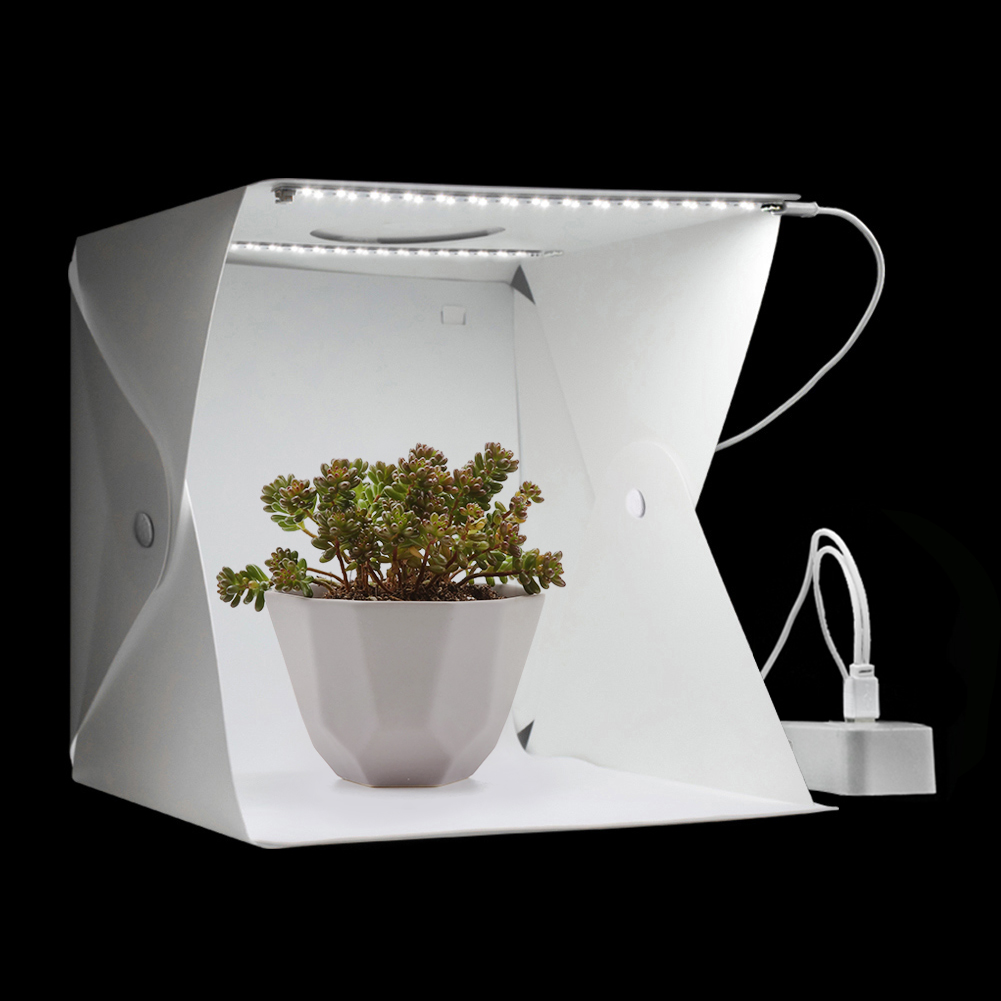 Mini Opvouwbare Knop Draagbare Fotostudio 6 Kleur Licht Box 2 Led Panelen Achtergrond Foto Schieten Fotografie Lightbox 30x30x30