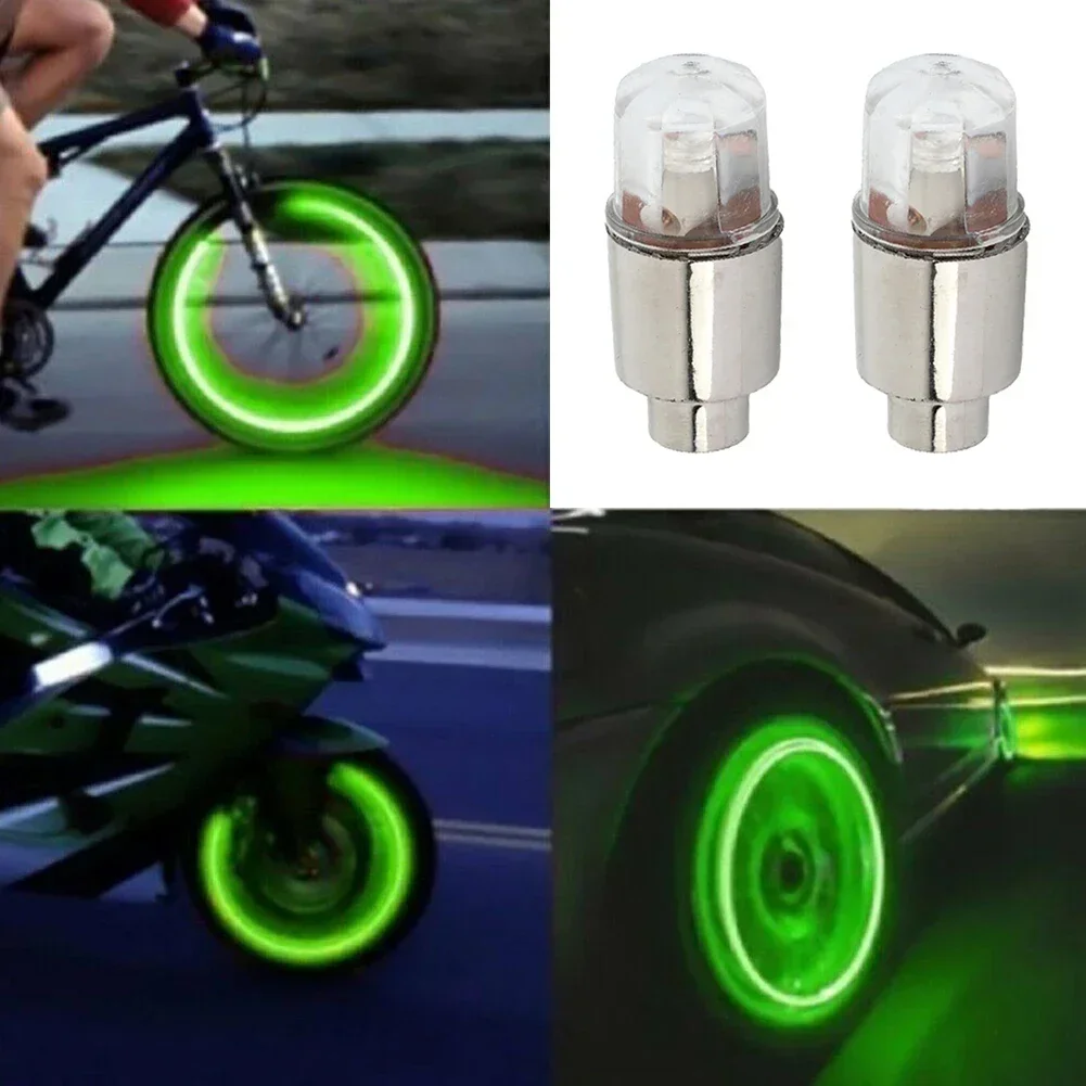 Luces LED para neumáticos de ruedas de coche, luz azul/roja/verde/colorida apta para bicicleta, coche, motocicleta, accesorios de decoración de neumáticos de coche, 2 uds.