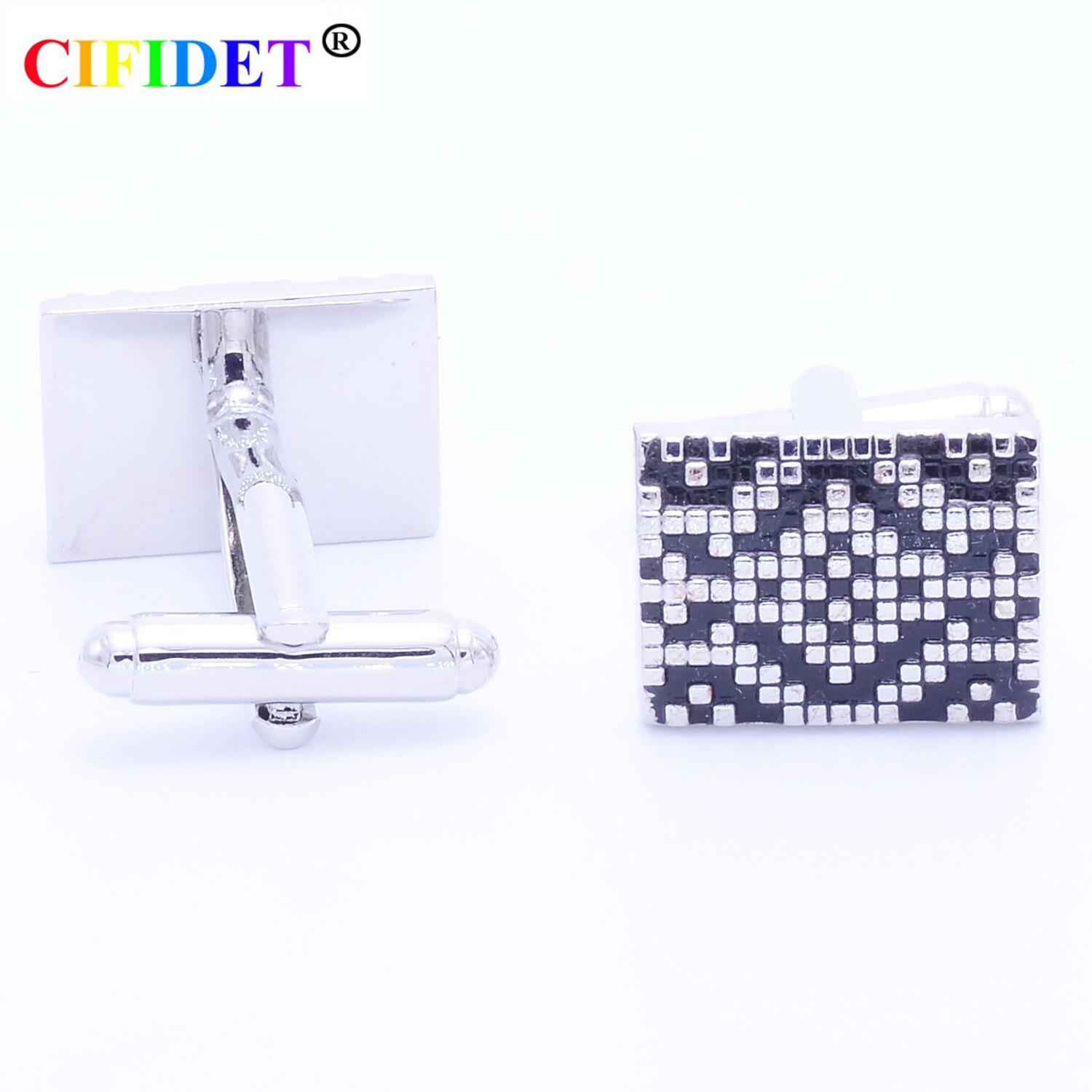 CIFIDET Malerei Manschettenknopf Schwarz Labyrinth Emaille Hemd Manschette Verknüpfung Mit Samt Tasche und Kasten Schmuck Zubehör für Männer