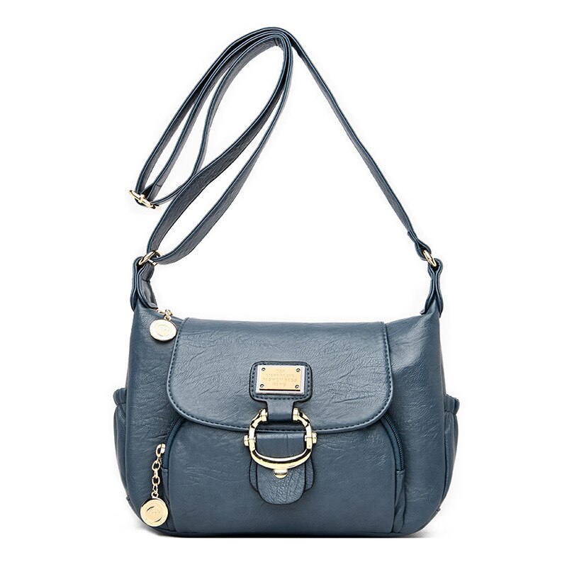 Gaohe mom women's bag soft leather Korean leisure middle-aged and old people's slanting single shoulder bag women's ba: Blue
