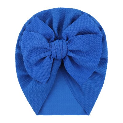 Baby cotton blends Headband Soft Bowknot Turban Hair Bands soft knit fabric pleated bow Indian hat for: Blue