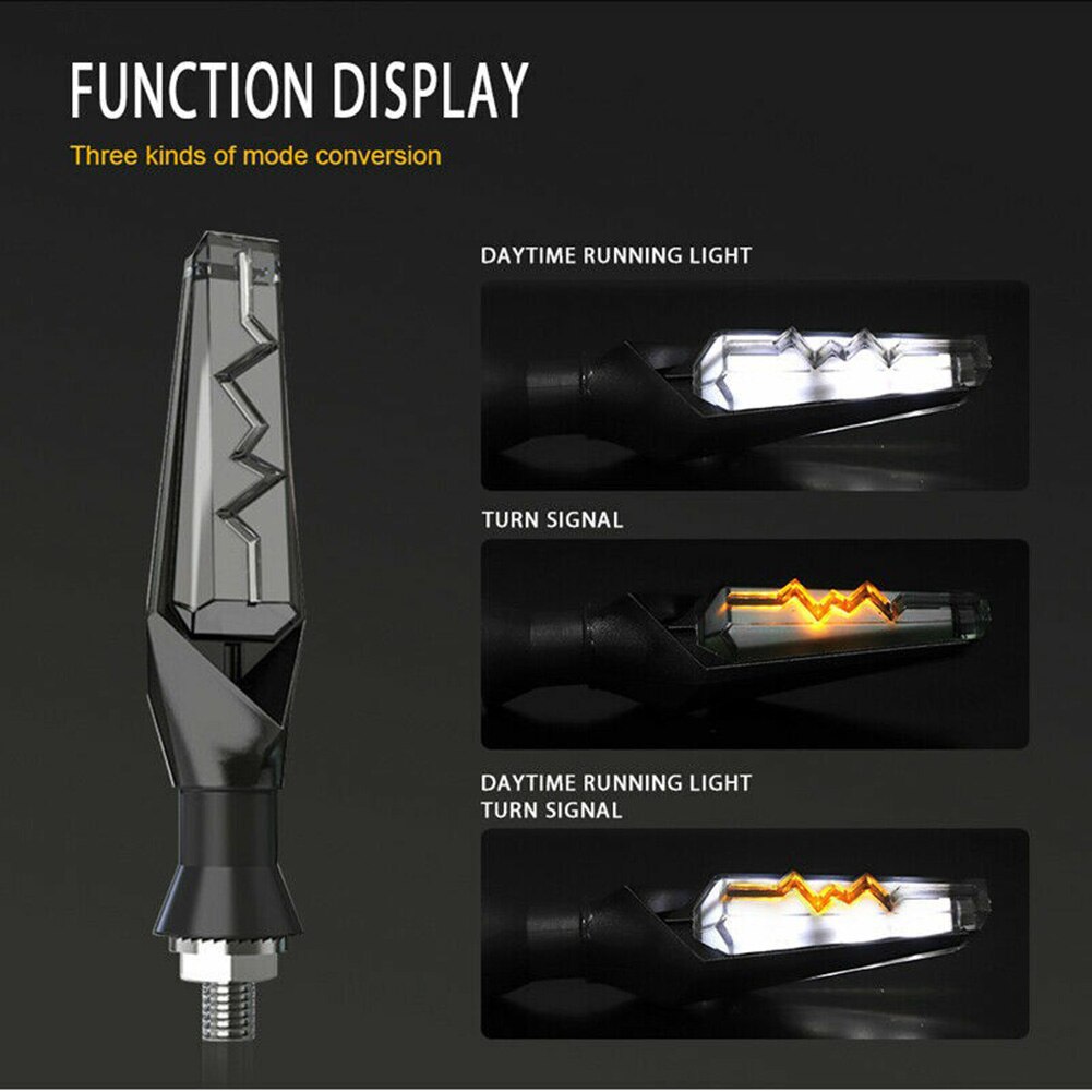 2 Stuks Motorcycle Led Richtingaanwijzers Motorfiets Vloeiende Signaal Light Knipperlichten Indicator Drl Sequentiële Vloeiende Lampje