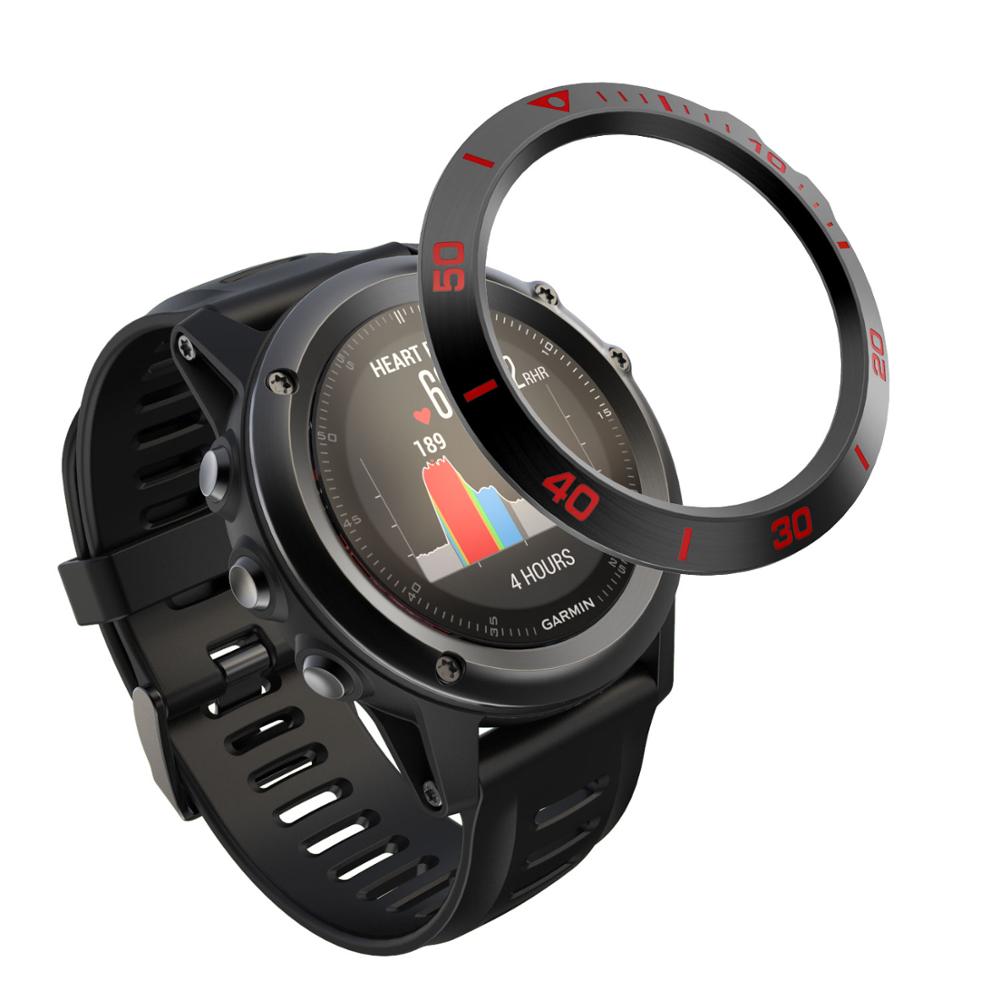 For Garmin fenix 3 Case For fenix 3 HR sports style Bezel Ring Styling Case Adhesive Cover Protection Bezels: black red / For Garmin fenix 3