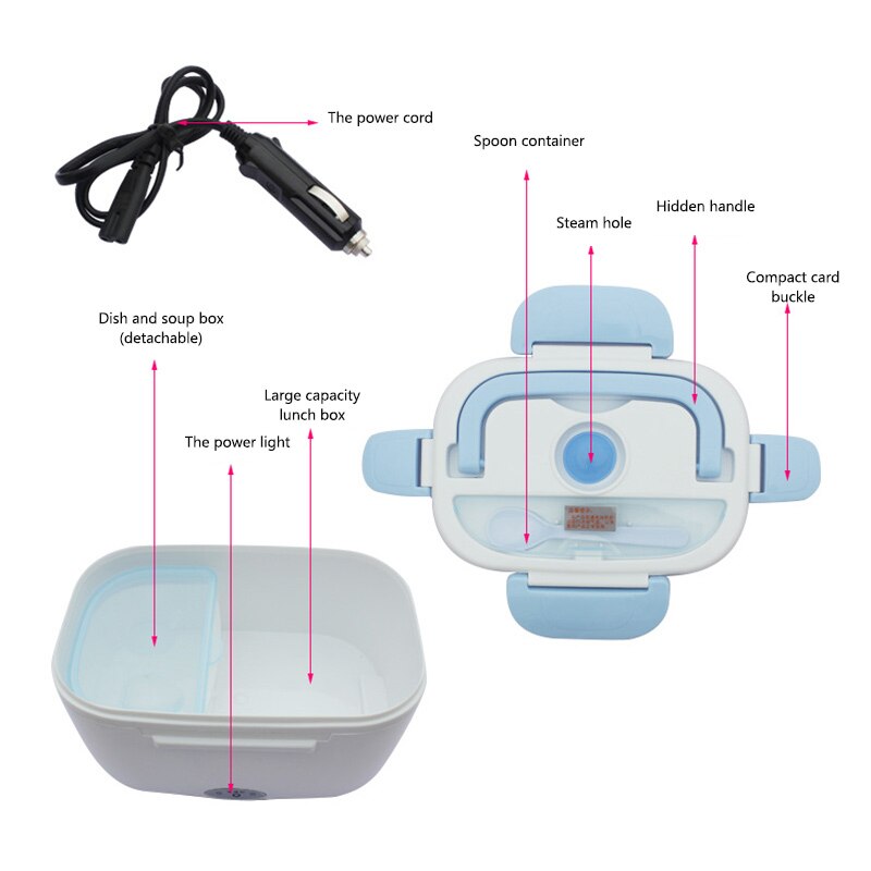 Portable Electric Heated Heating Lunch Box Bento Travel Food Warmer Food Container EU Plug