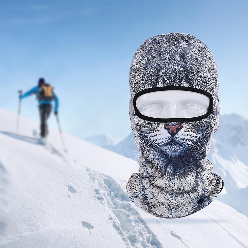 3D Cycling Ski Hat Balaclava Animal Full Face Cover Snow Gear Outdoor Soft: cat 1