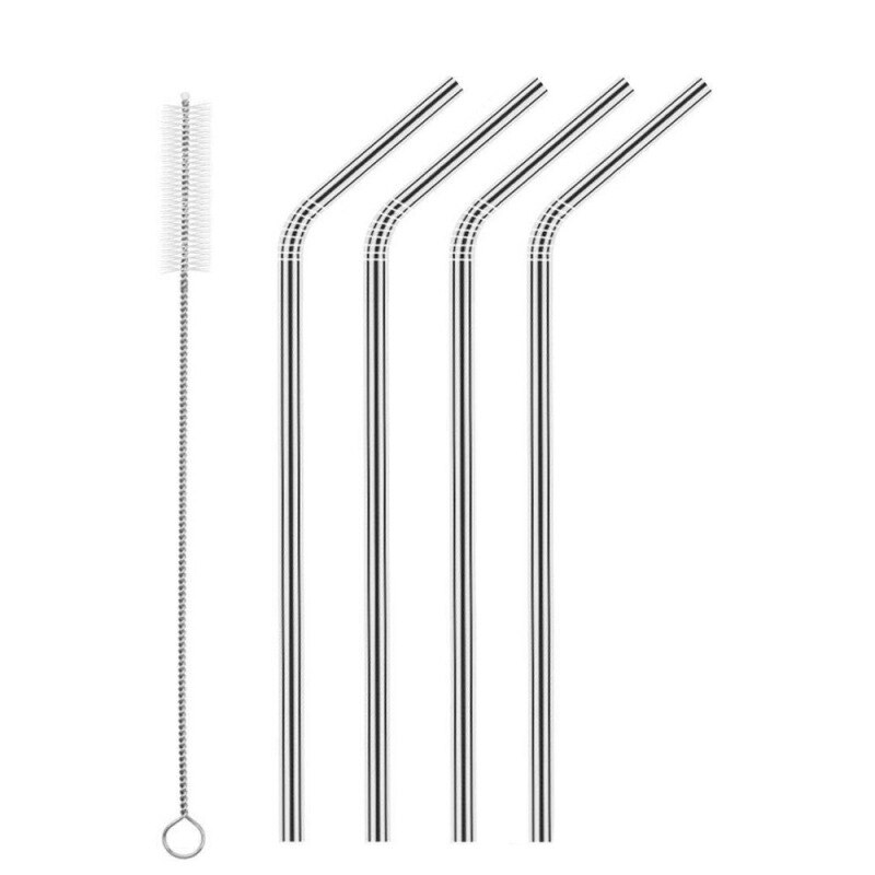 Stainless Steel Replacement Metal Straws for Travel Picnic with Nylon Cleaning Brush: 2