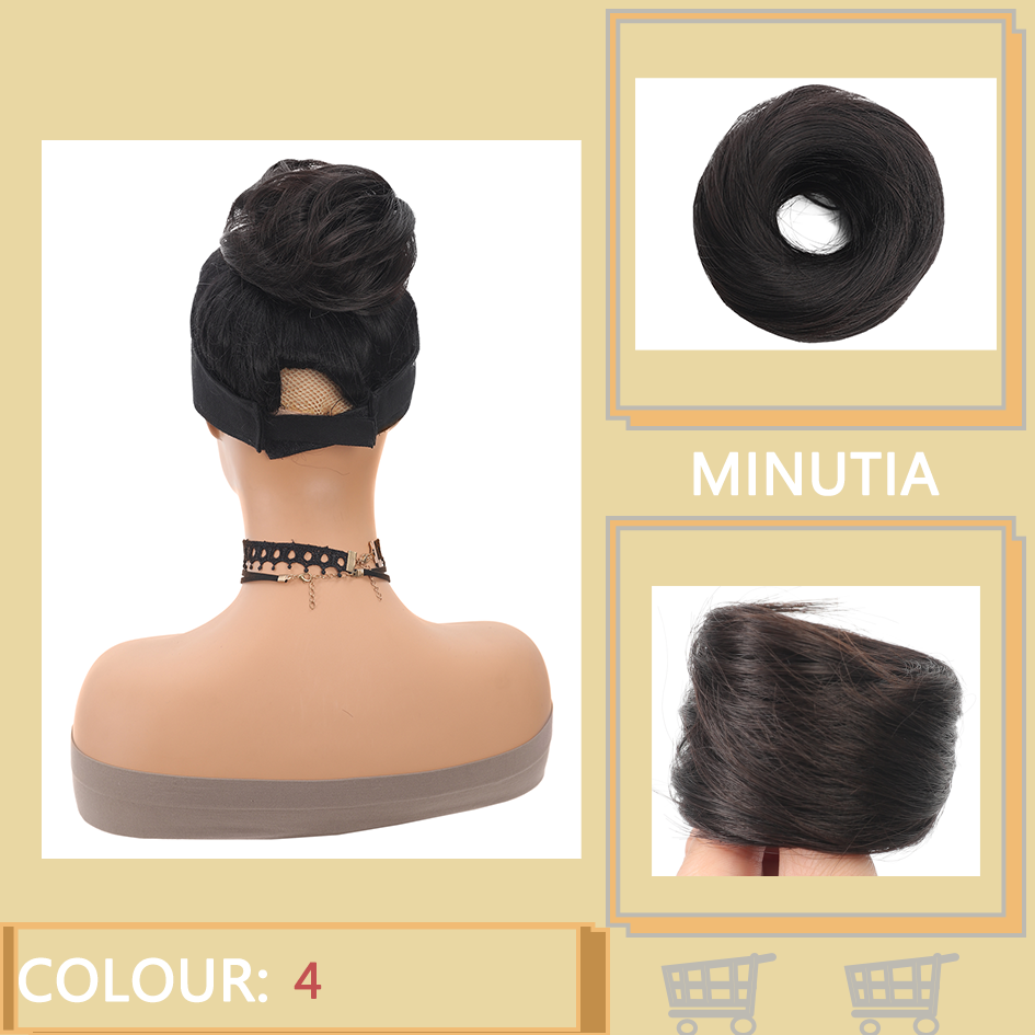 Allaosify moño sintético femenino fibra sintética pelo liso círculo cuerda elástica, color de cabello natural accesorios para el cabello luz oscura: 1B/27HL