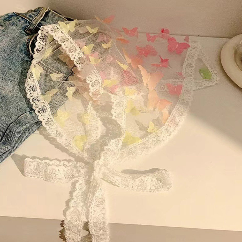 Sommer hvid vævet blomster blonde hårtørklæde wraps kvinder retro trekant hovedtørklæde hat rejse foto pandebånd hårtilbehør ins