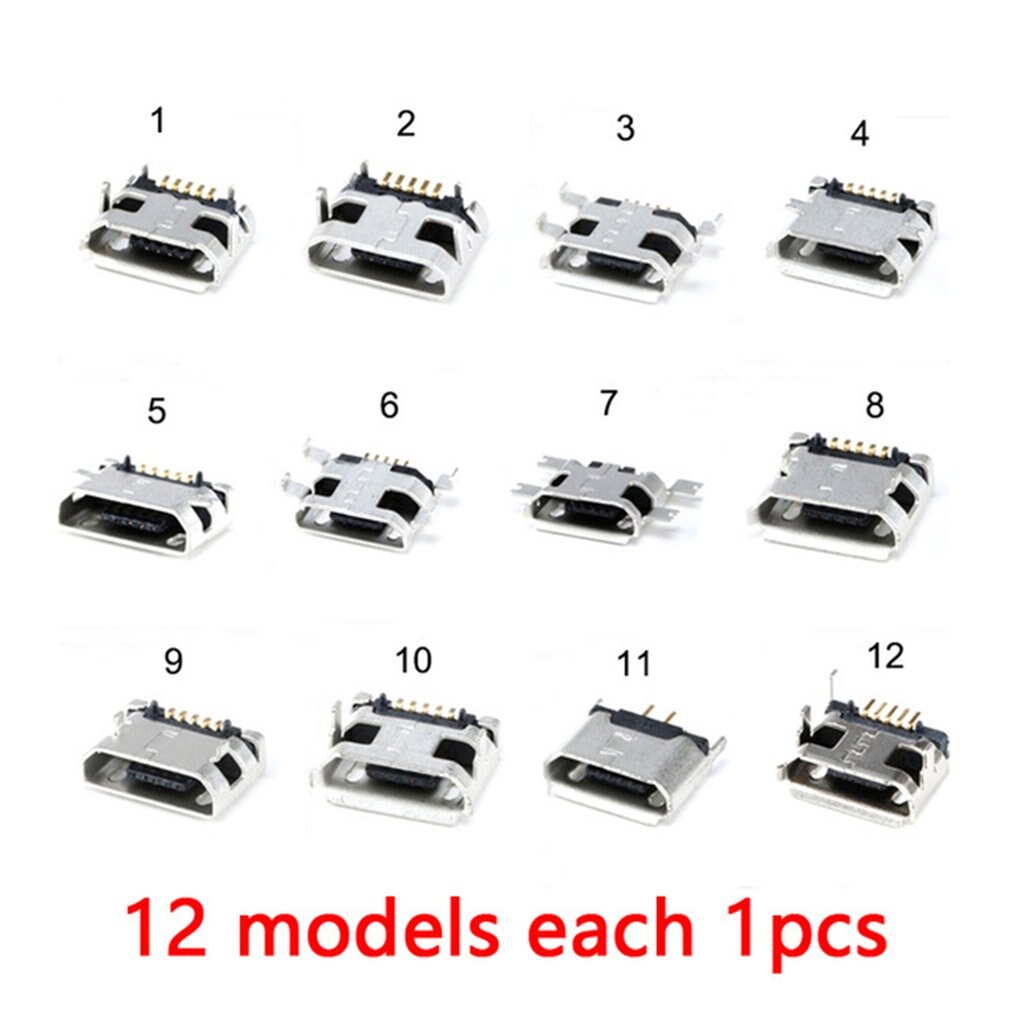 USB Patch Connector Micro USB Connector Socket Jack USB Connectors Set for MP3/4/5 For Android Mobile Phone: 1for each of12size