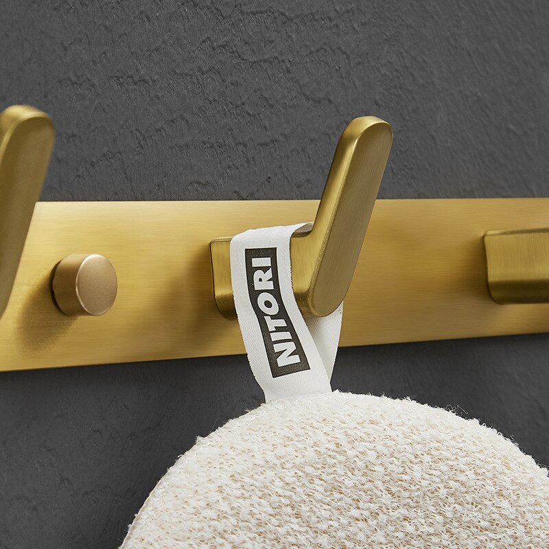 Robe Hooks Clothes Hat Hook Row Brushed Gold Robe Hook Aluminum Bathroom Robe Hook Bath Hardware Set Kitchen Hanger