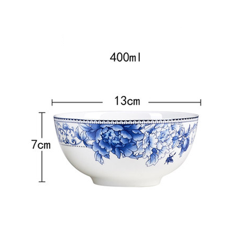 Blue and white porcelain Rice Soup Bowl Chinese Style Ceramic Bowl Mixing Bowl: 5inch B