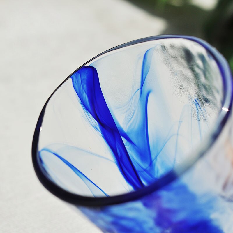 Lead-free Crystal Cups Blue Glass Whiskey Wine Glass High Capacity Beer Glass Wine Cup Bar Hotel Party Drinking Ware