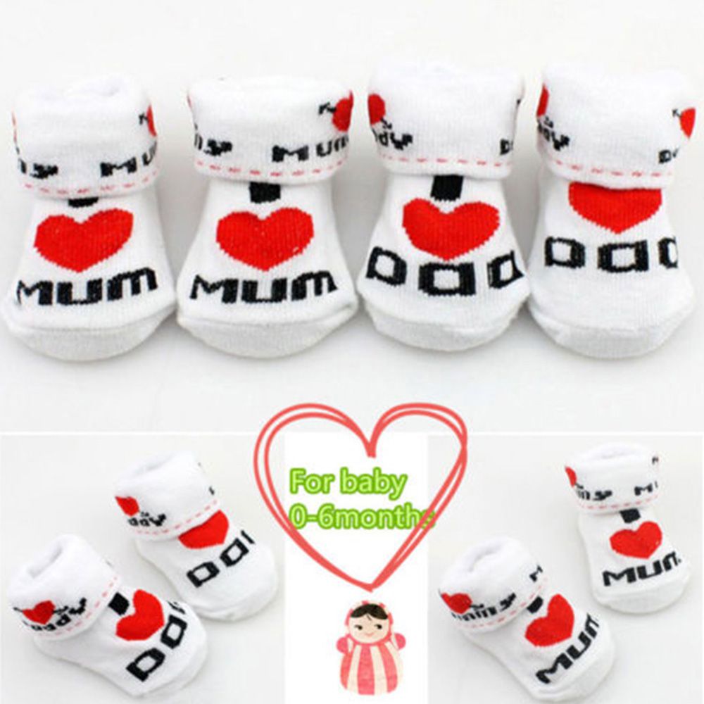 Newborn Baby Toddler Infant Boys Girl Cotton Love Mom/Dad Socks 0~6 Months