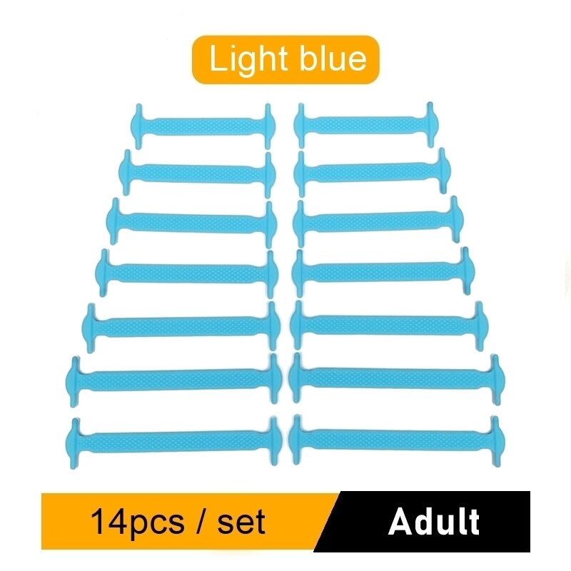 Lot de 16 lacets créatifs en Silicone, élastiques, pour chaussures sans cravates: Light blue