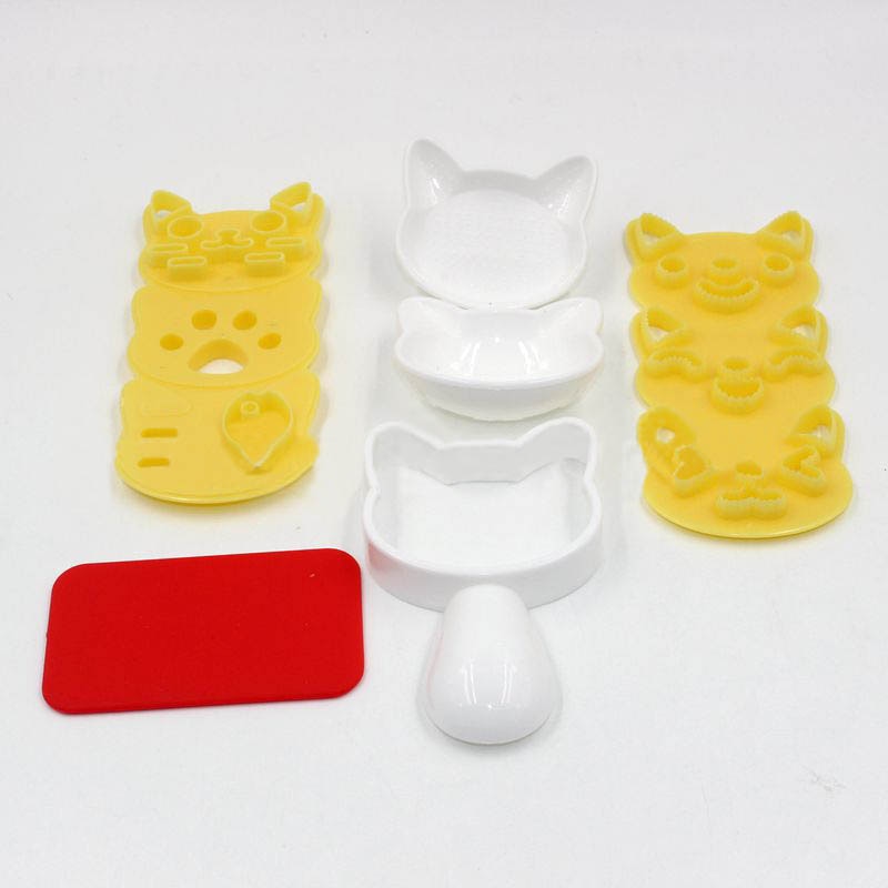 1 Set Portable Kitchen Gadgets Sushi Nori Rice Mold Cooking Tools Cute Smile Cat Cutter Japanese Style Bento Maker
