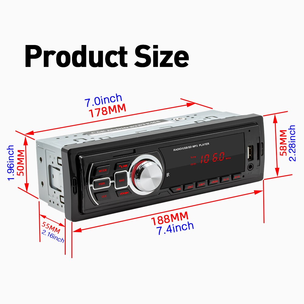 5208E Car Bluetooth MP3 Player Stereo Multimedia Audio Player Bluetooth CD Car FM TF Radio AUX Input MP3 Player Auto Accessories