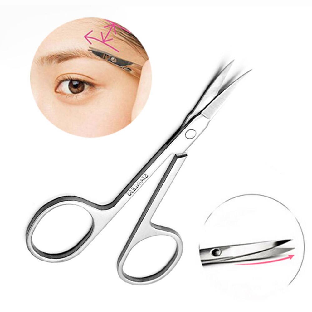 2 pcs Eyebrow Scissors Stainless Steel Straight Tip Scissor for Hair Cutting Trimmer Scissors Eyebrow Shaver Nose Hair Removal
