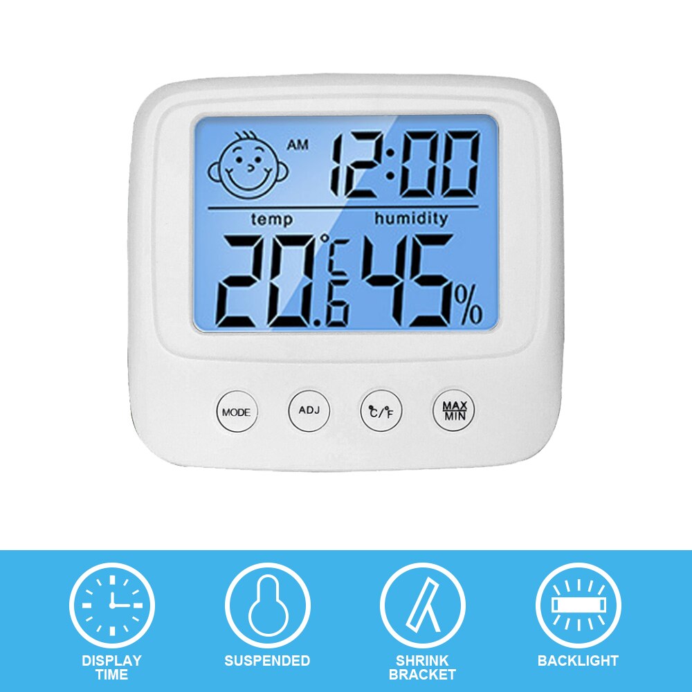 LCD Digital Thermometer Hygrometer Indoor Electronic Temperature Humidity Meter Multifunction Thermometer Sensor Weather Station: Type C