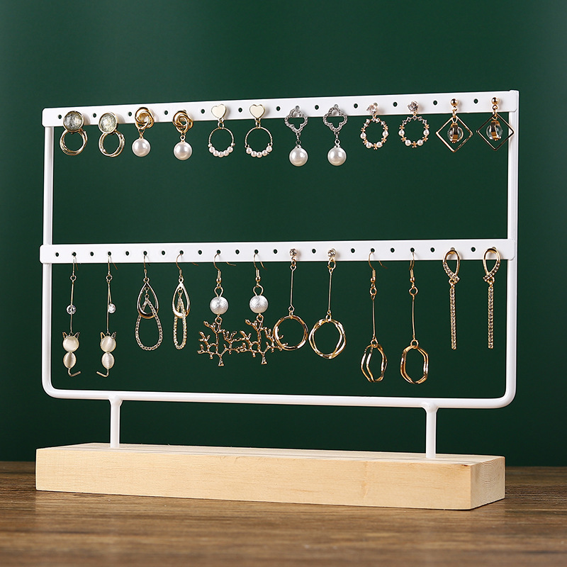 Øredobbholder, øredobborganisator smykkeholder display tre stativ, smykkeorganisatorholder for øredobber halskjeder armbånd: Grå