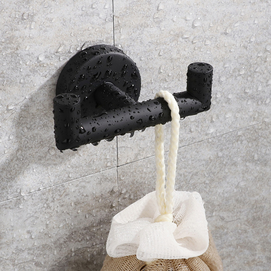 Dubbele wandhaak zwart geborsteld goud roestvrij staal metaal toilet keuken slaapkamer badkamer haken kleding handdoek opslag hangend