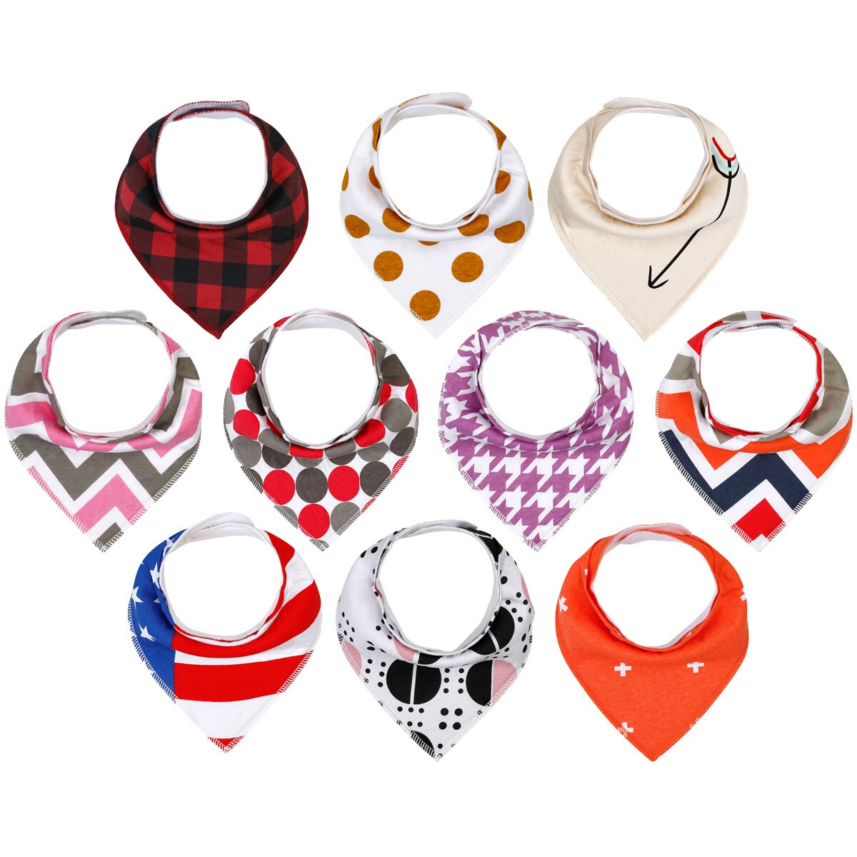 Baby Bandana Sabbern Lätzchen unisex 10 Stck Lätzchen einstellen für sabbern & Zahnen 100% Bio-baumwolle Neugeborenen Saugfähigen Hypoallergen Lätzchen: 1007