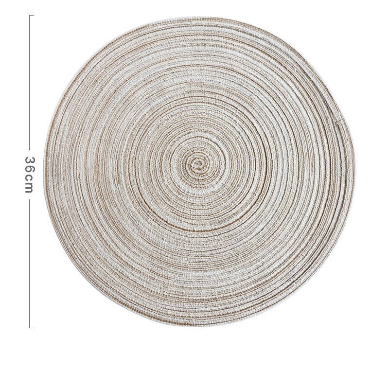 Japanese Round Ramie Table Mat Insulation Pad Solid Placemats Linen Non Slip Kitchen Accessories Decoration Home Pad Coaster: Beige-36cm