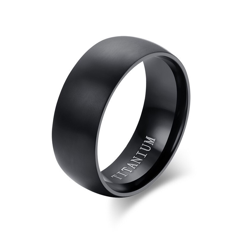 Mænds sort titanium ring mat færdig klassisk forlovelses anel smykker til mandlige bryllupsbånd