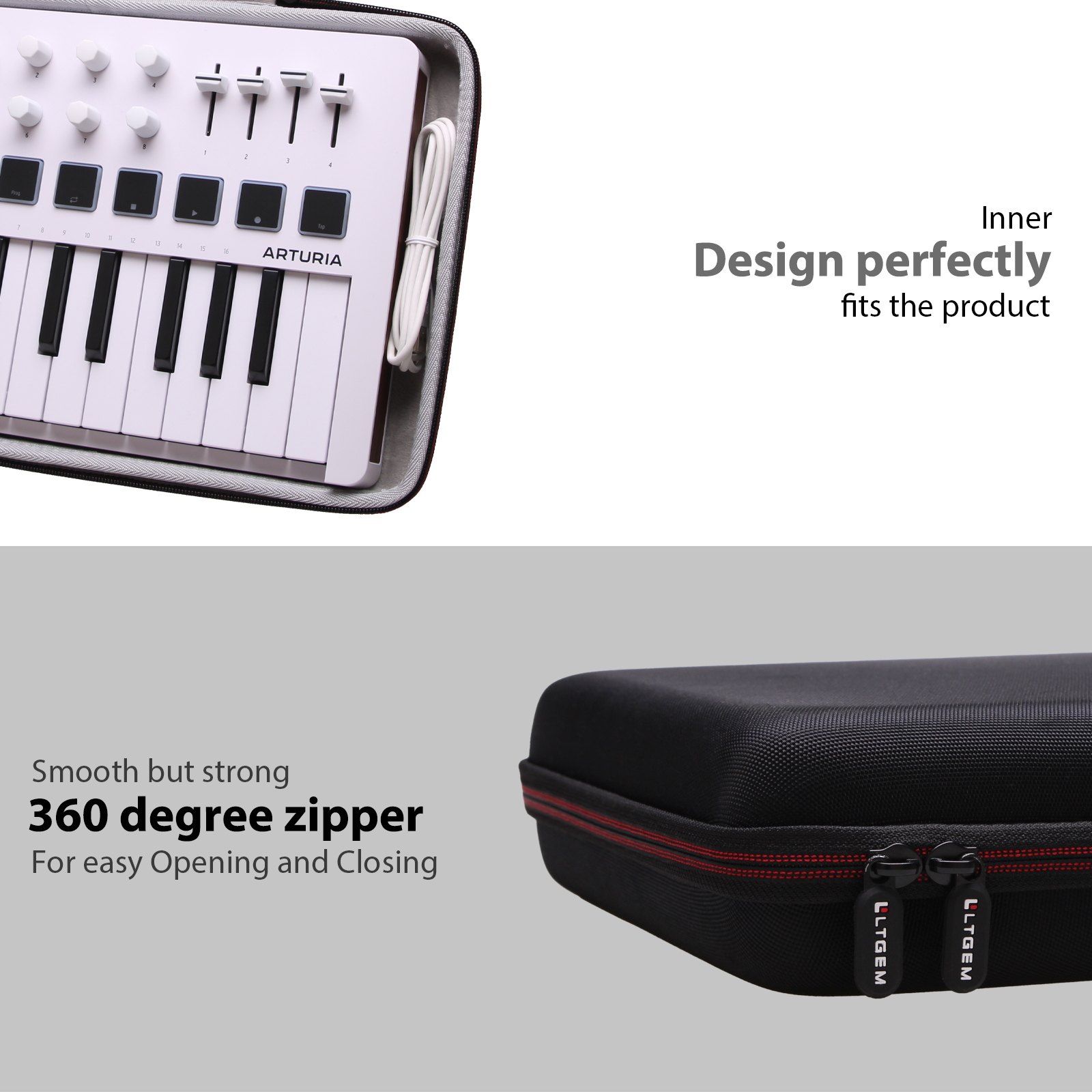 Étui de contrôleur LTGEM pour contrôleur de clavier hybride Arturia MiniLab 3 Mini-sac de transport de protection de voyage de stockage dur