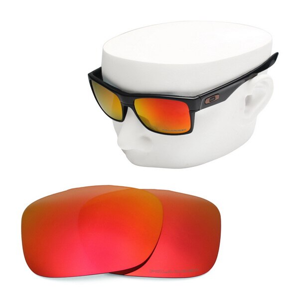 OOWLIT Anti-Scratch Ersatz Linsen für-Oakley TwoFace OO9189 Geätzt Polarisierte Sonnenbrille: Fire Red Mirror